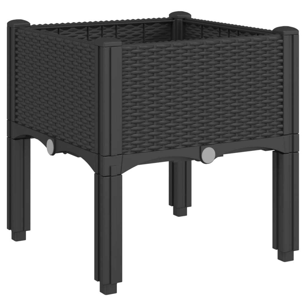 Vrtna sadilica s nogama crna 40 x 40 x 42 cm PP