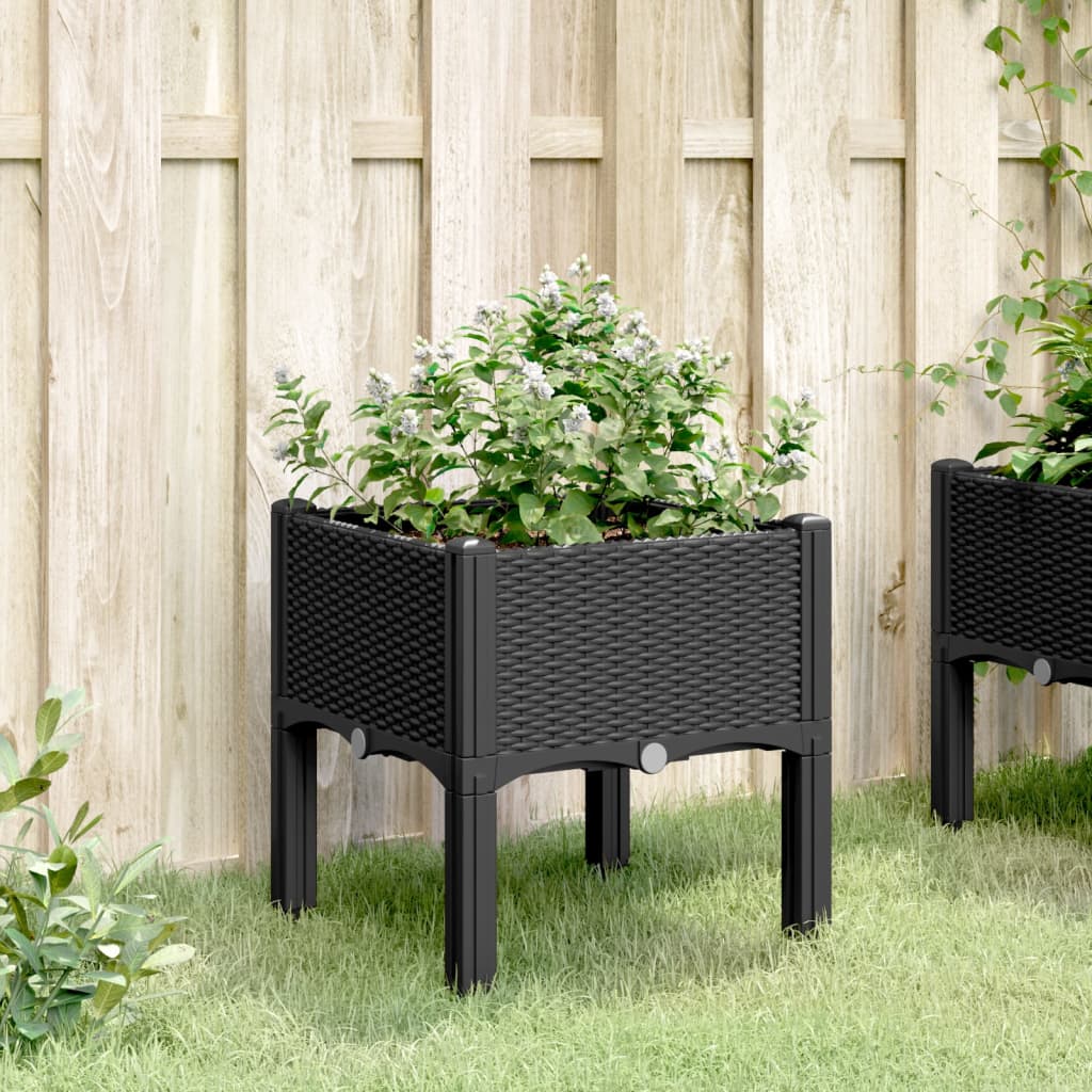 Vrtna sadilica s nogama crna 40 x 40 x 42 cm PP