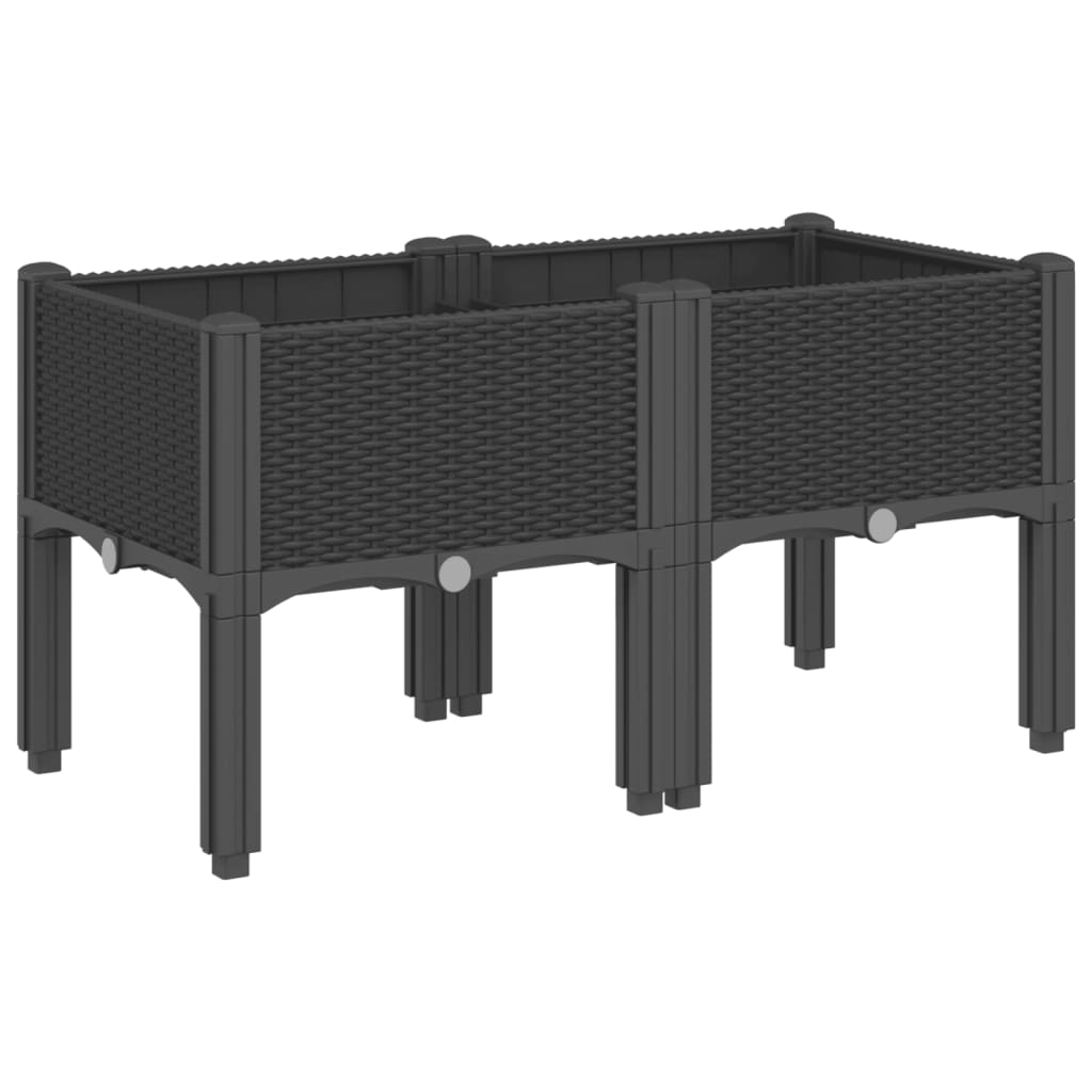 Vrtna sadilica s nogama crna 80 x 40 x 42 cm PP
