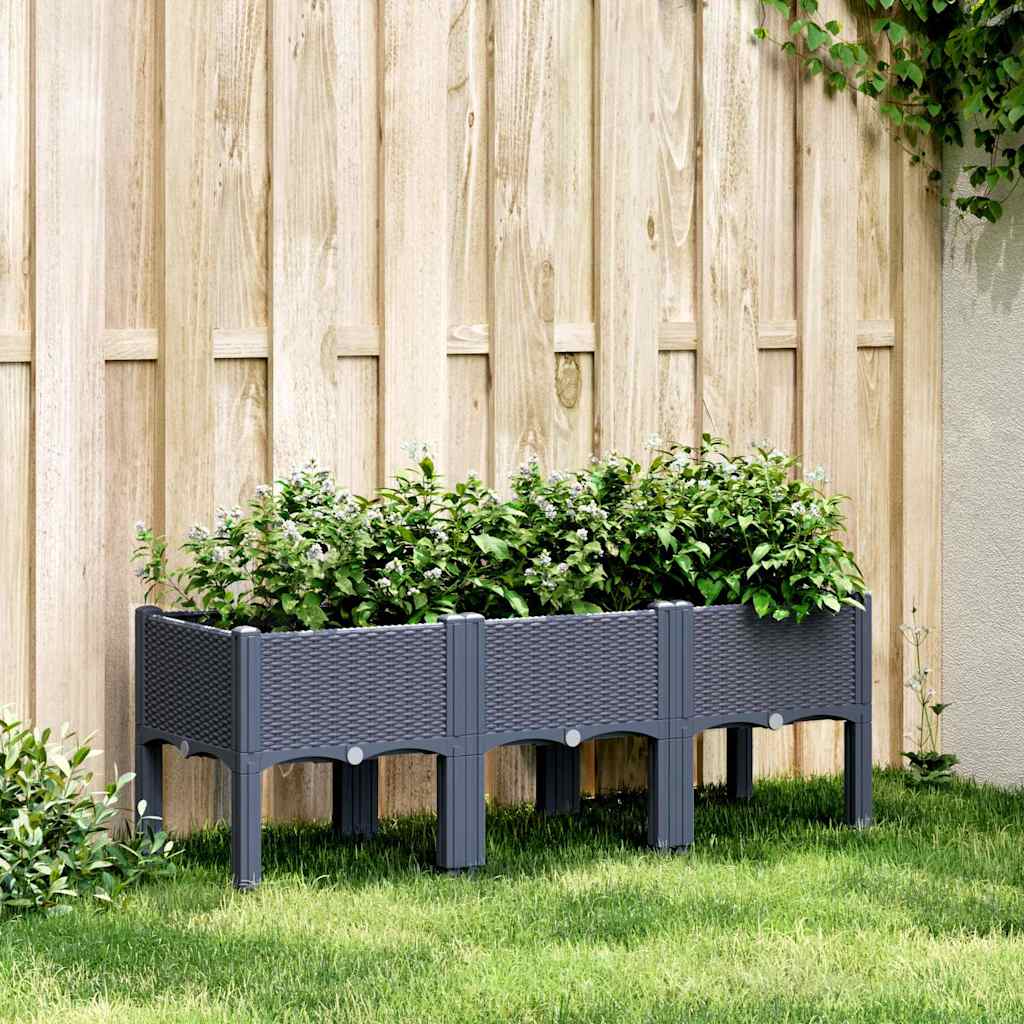 Vrtna sadilica s nogama plava siva 120 x 40 x 42 cm PP