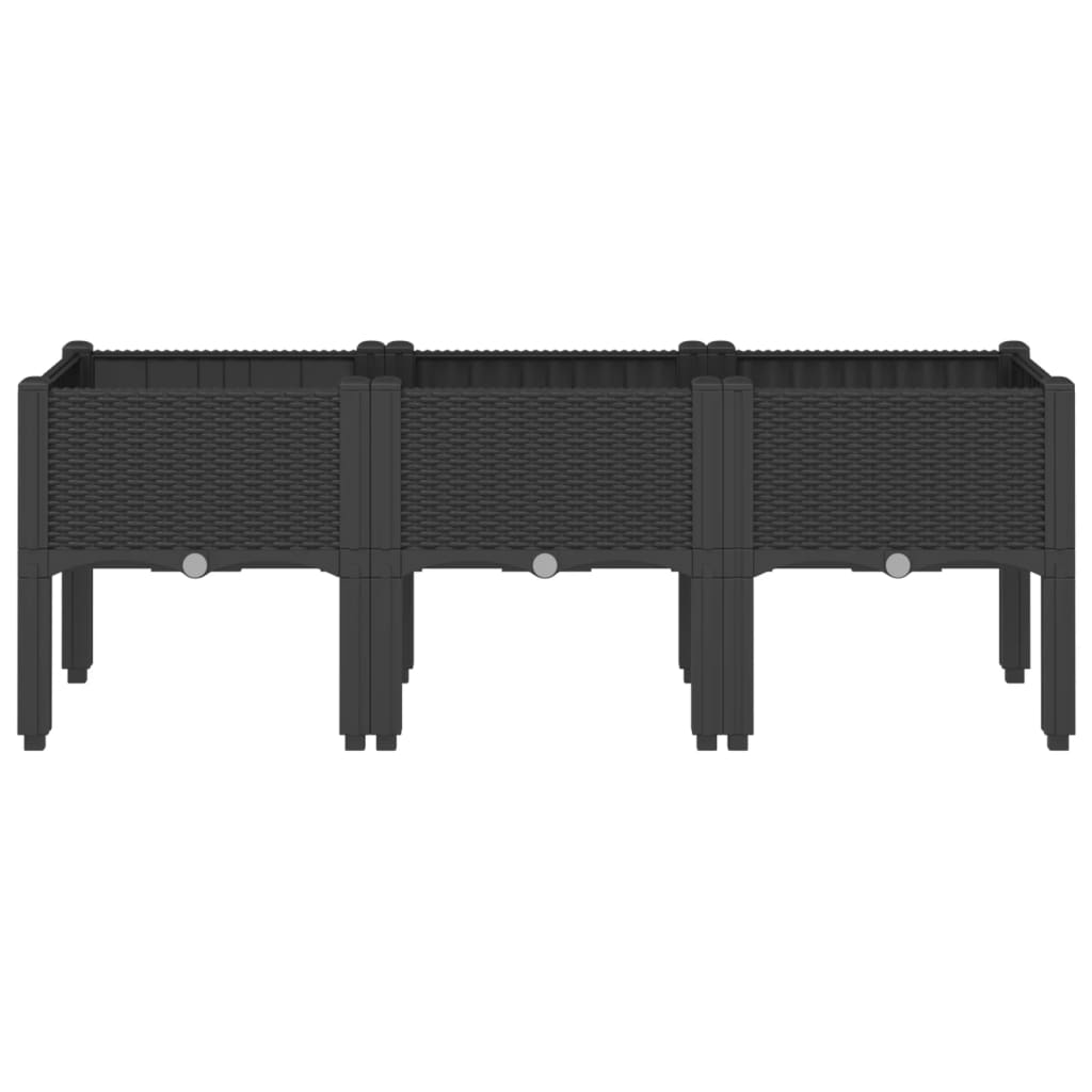 Vrtna sadilica s nogama crna 120 x 40 x 42 cm PP