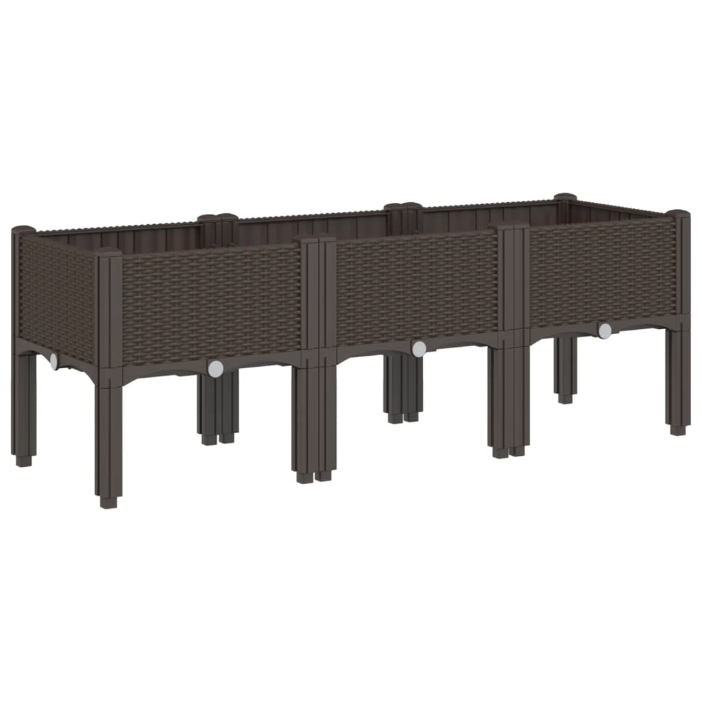 Vrtna sadilica s nogama smeđa 120 x 40 x 42 cm PP