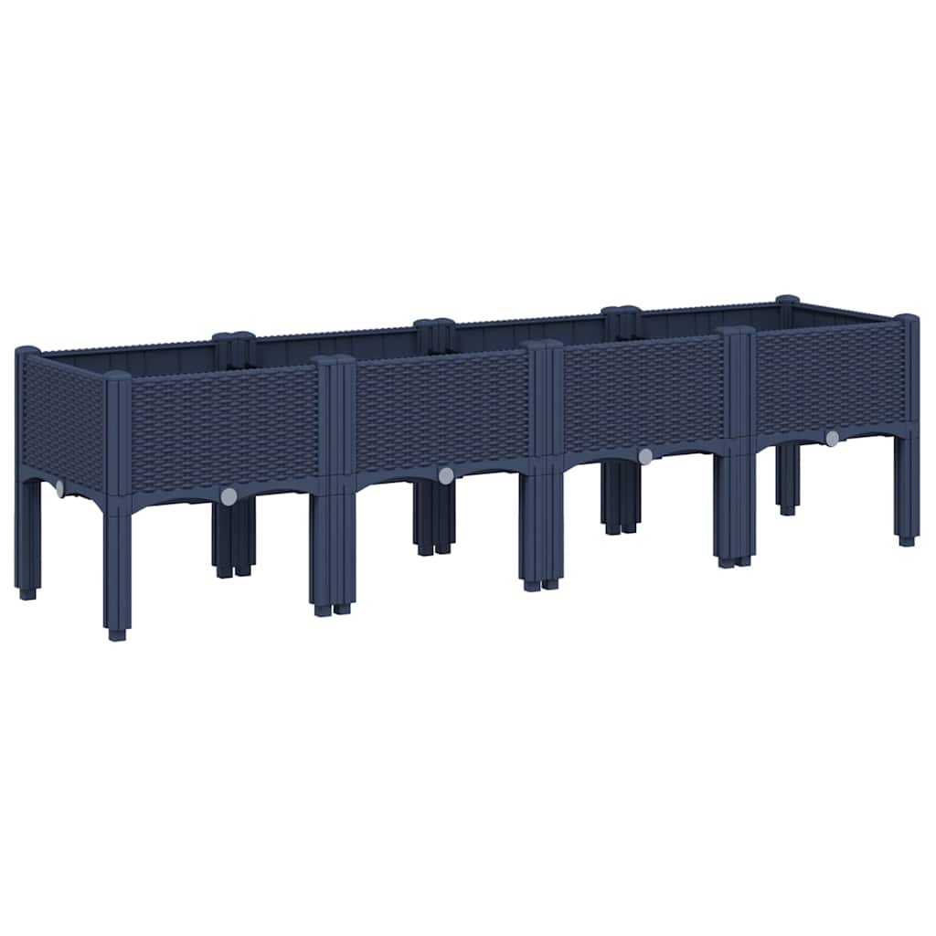 Vrtna sadilica s nogama plava siva 160 x 40 x 42 cm PP
