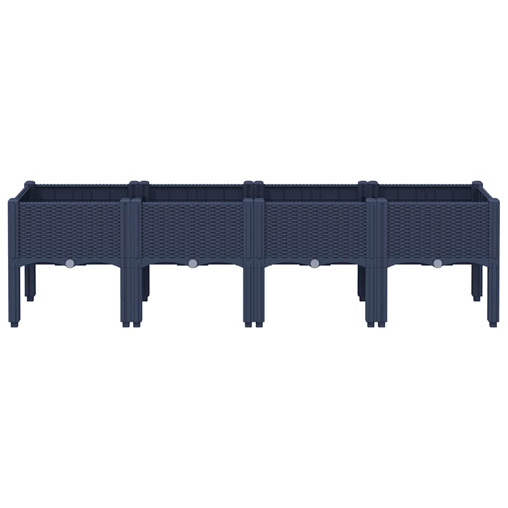 Vrtna sadilica s nogama plava siva 160 x 40 x 42 cm PP