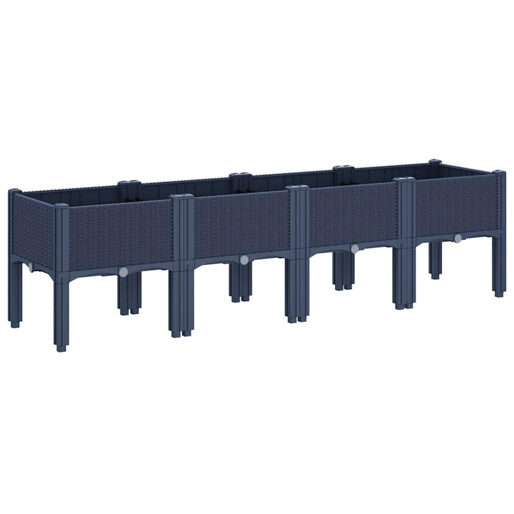 Vrtna sadilica s nogama plava siva 160 x 40 x 42 cm PP