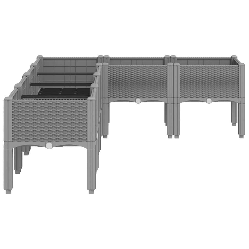 Vrtna sadilica s nogama svjetlosiva 160 x 120 x 42 cm PP
