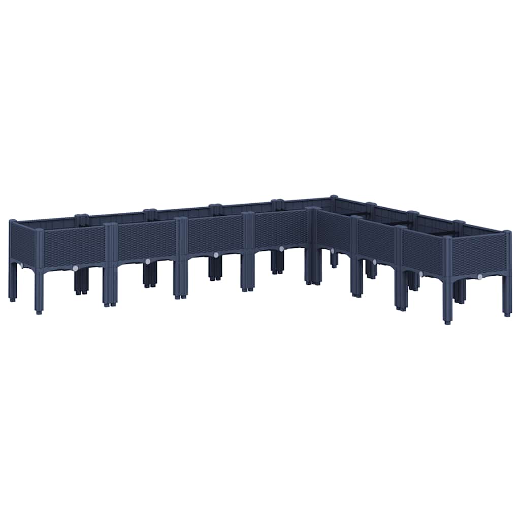 Vrtna sadilica s nogama plava siva 200 x 160 x 42 cm PP