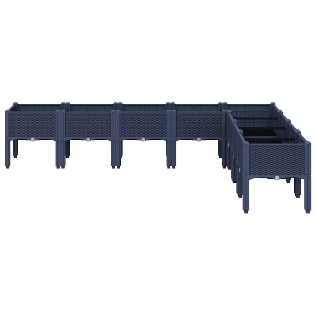 Vrtna sadilica s nogama plava siva 200 x 160 x 42 cm PP