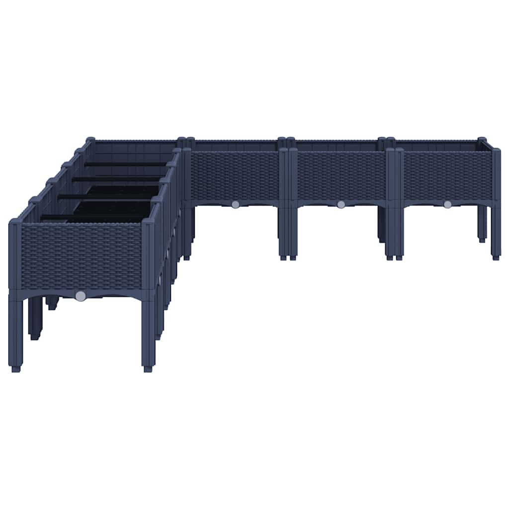 Vrtna sadilica s nogama plava siva 200 x 160 x 42 cm PP