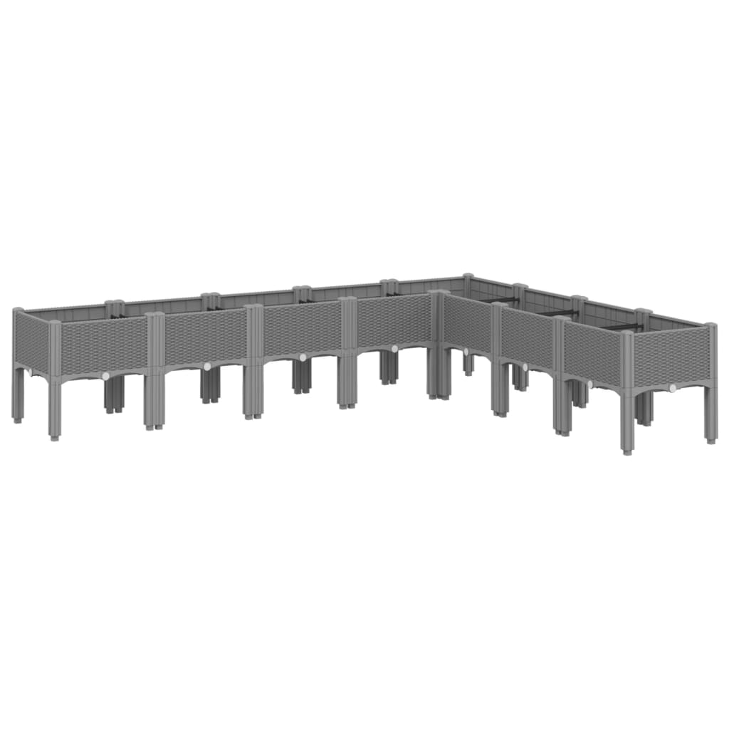 Vrtna sadilica s nogama svjetlosiva 200 x 160 x 42 cm PP