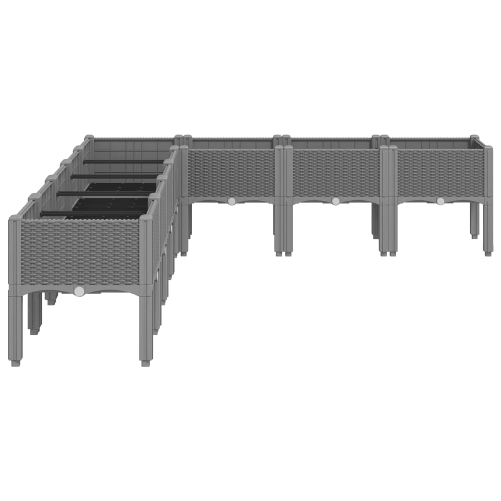 Vrtna sadilica s nogama svjetlosiva 200 x 160 x 42 cm PP