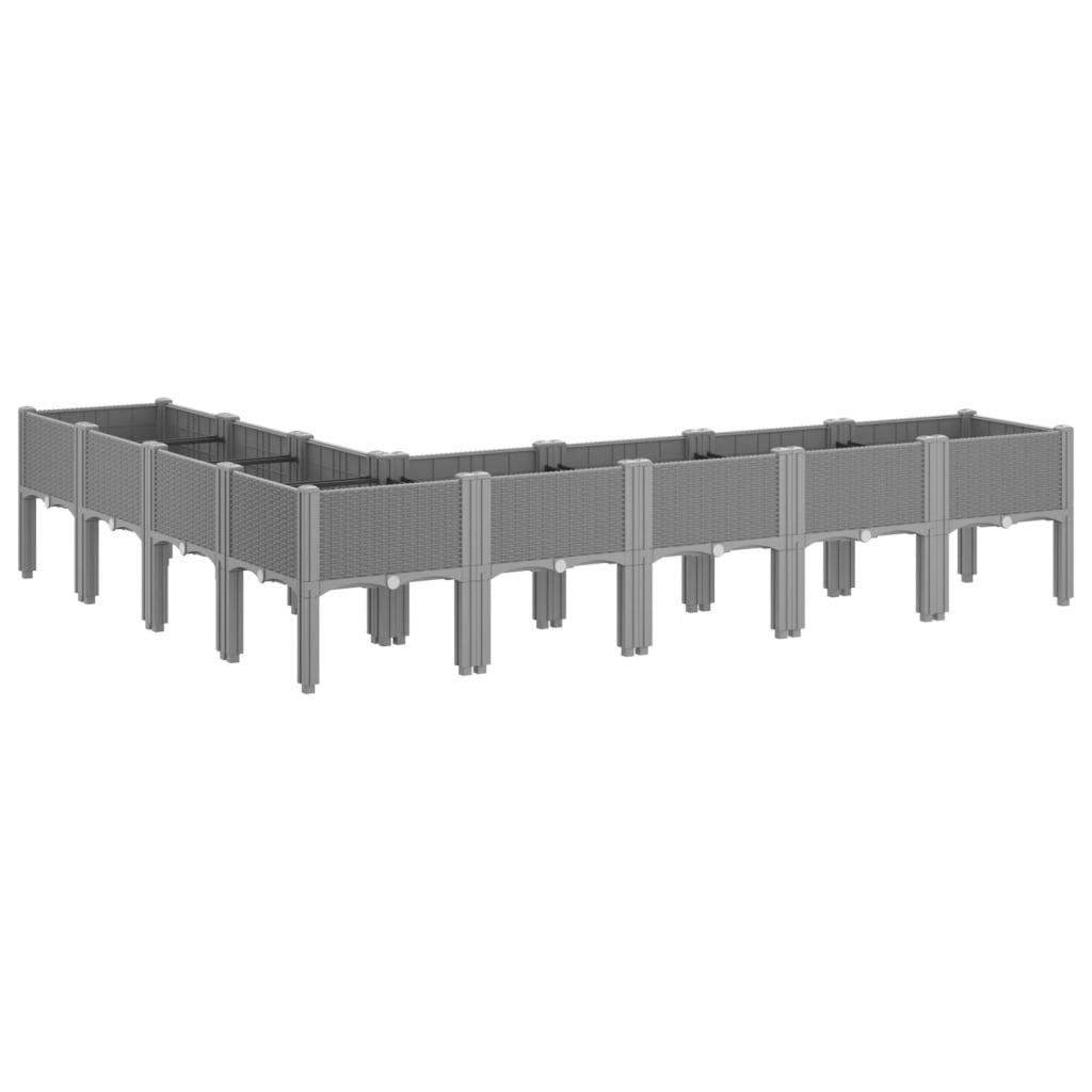 Vrtna sadilica s nogama svjetlosiva 200 x 160 x 42 cm PP