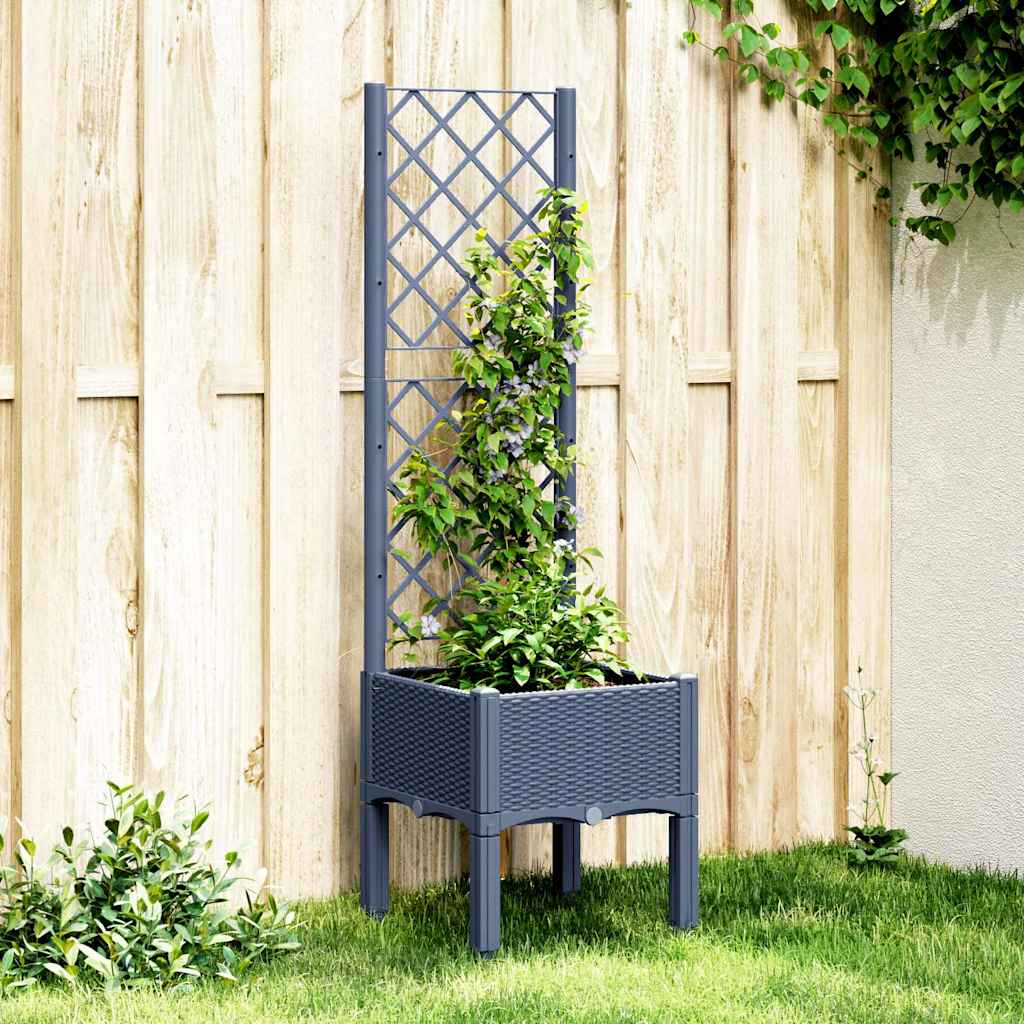 Vrtna sadilica s rešetkom plava siva 40 x 40 x 142 cm PP