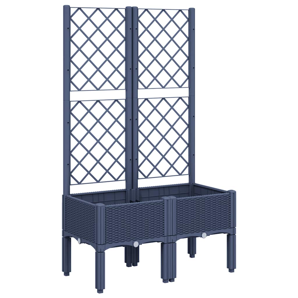 Vrtna sadilica s rešetkom plava siva 80 x 40 x 142 cm PP