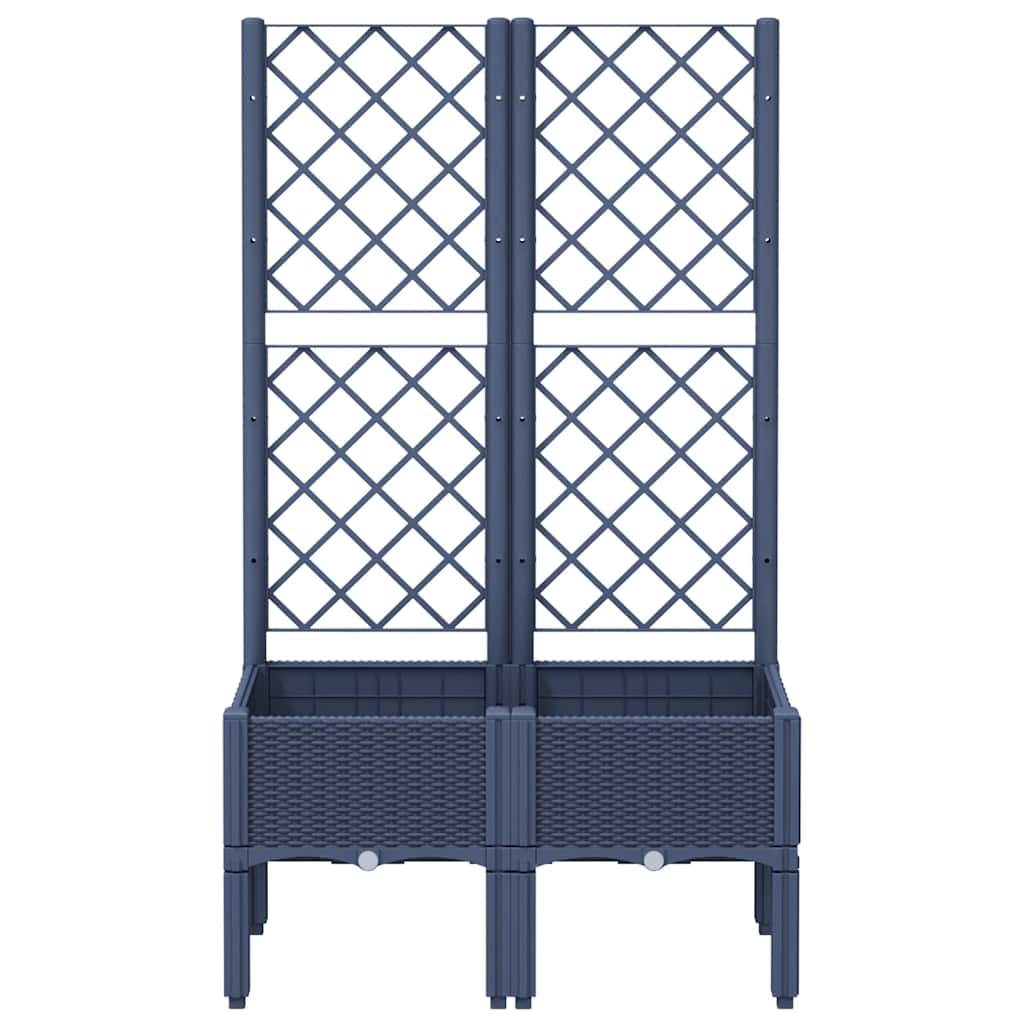 Vrtna sadilica s rešetkom plava siva 80 x 40 x 142 cm PP