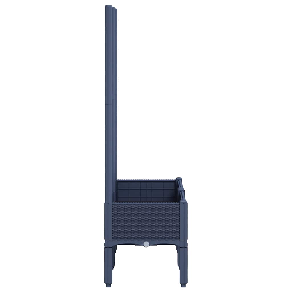 Vrtna sadilica s rešetkom plava siva 80 x 40 x 142 cm PP