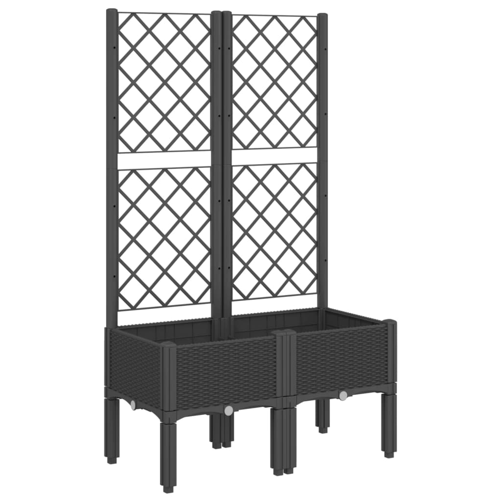 Vrtna sadilica s rešetkom crna 80 x 40 x 142 cm PP