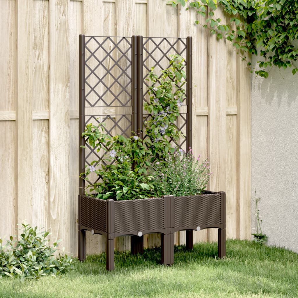 Vrtna sadilica s rešetkom smeđa 80 x 40 x 142 cm PP