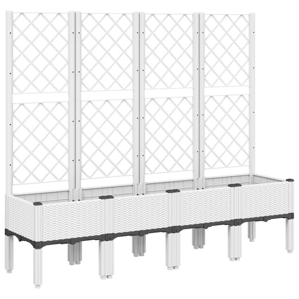 Vrtna sadilica s rešetkom bijela 160 x 40 x 142 cm PP
