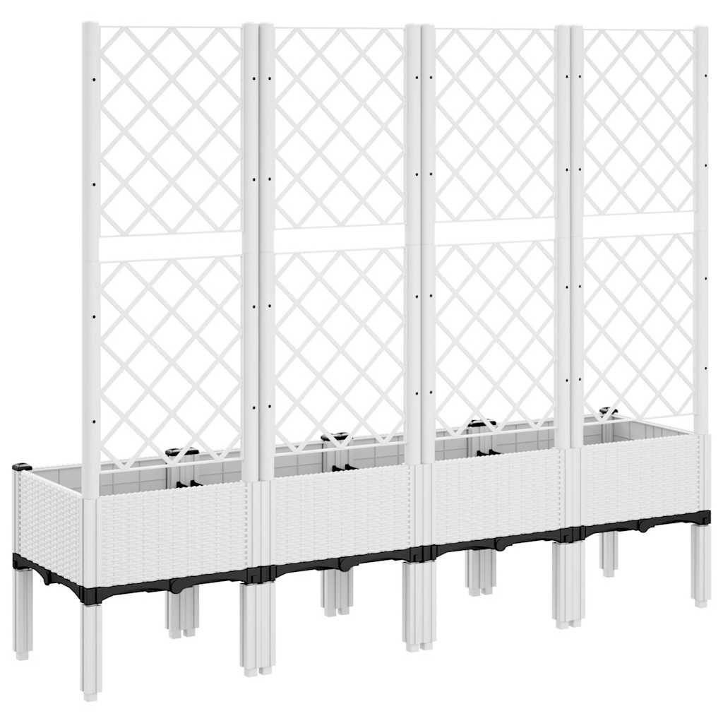 Vrtna sadilica s rešetkom bijela 160 x 40 x 142 cm PP