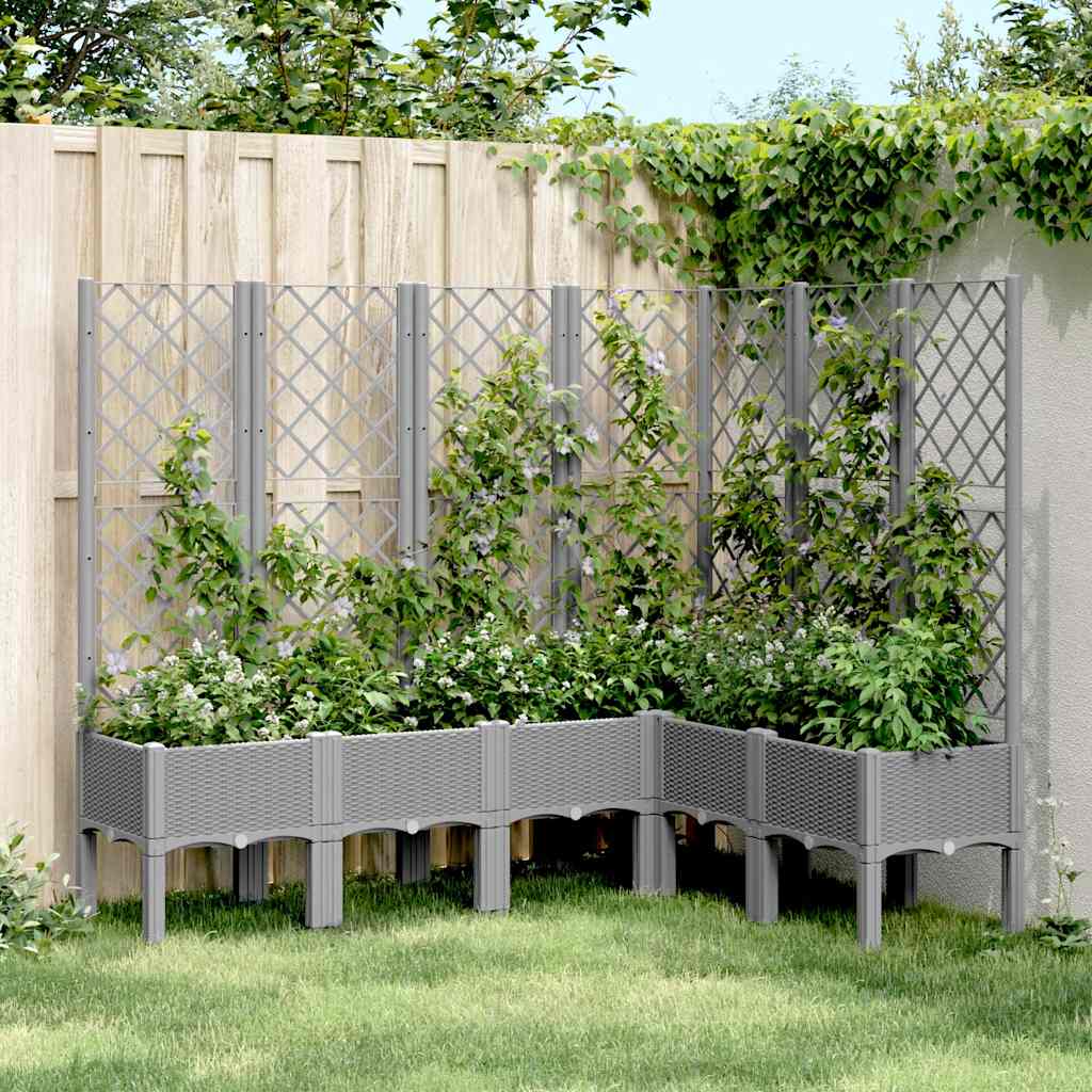 Vrtna sadilica s rešetkom svjetlosiva 160x120x142 cm PP