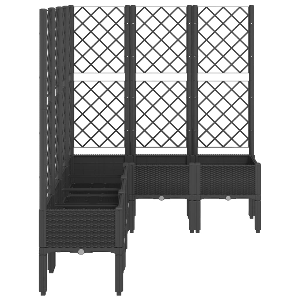 Vrtna sadilica s rešetkom crna 160 x 120 x 142 cm PP
