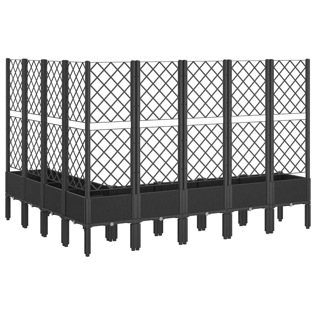 Vrtna sadilica s rešetkom crna 200 x 160 x 142 cm PP