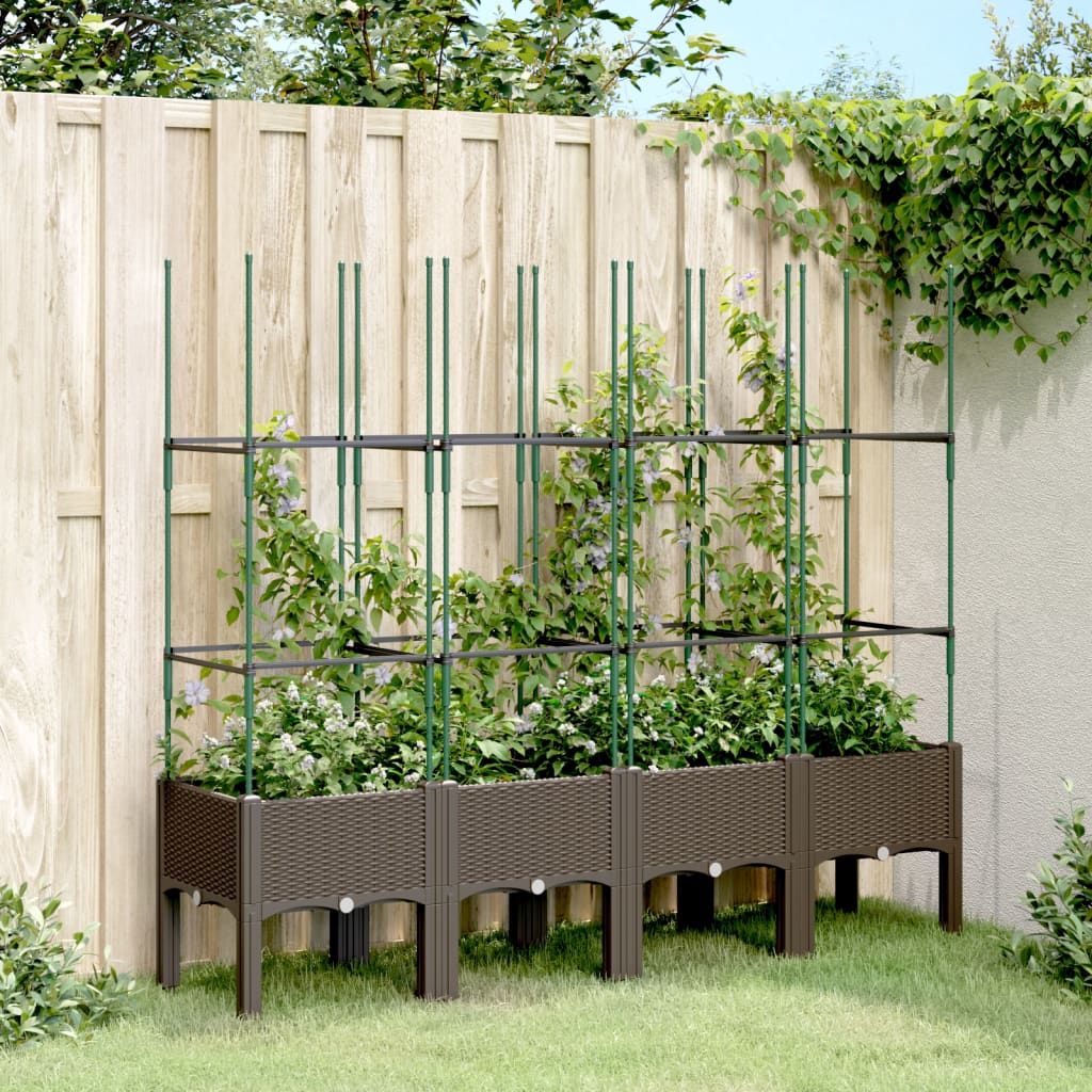 Vrtna sadilica s rešetkom smeđa 160 x 40 x 142,5 cm PP