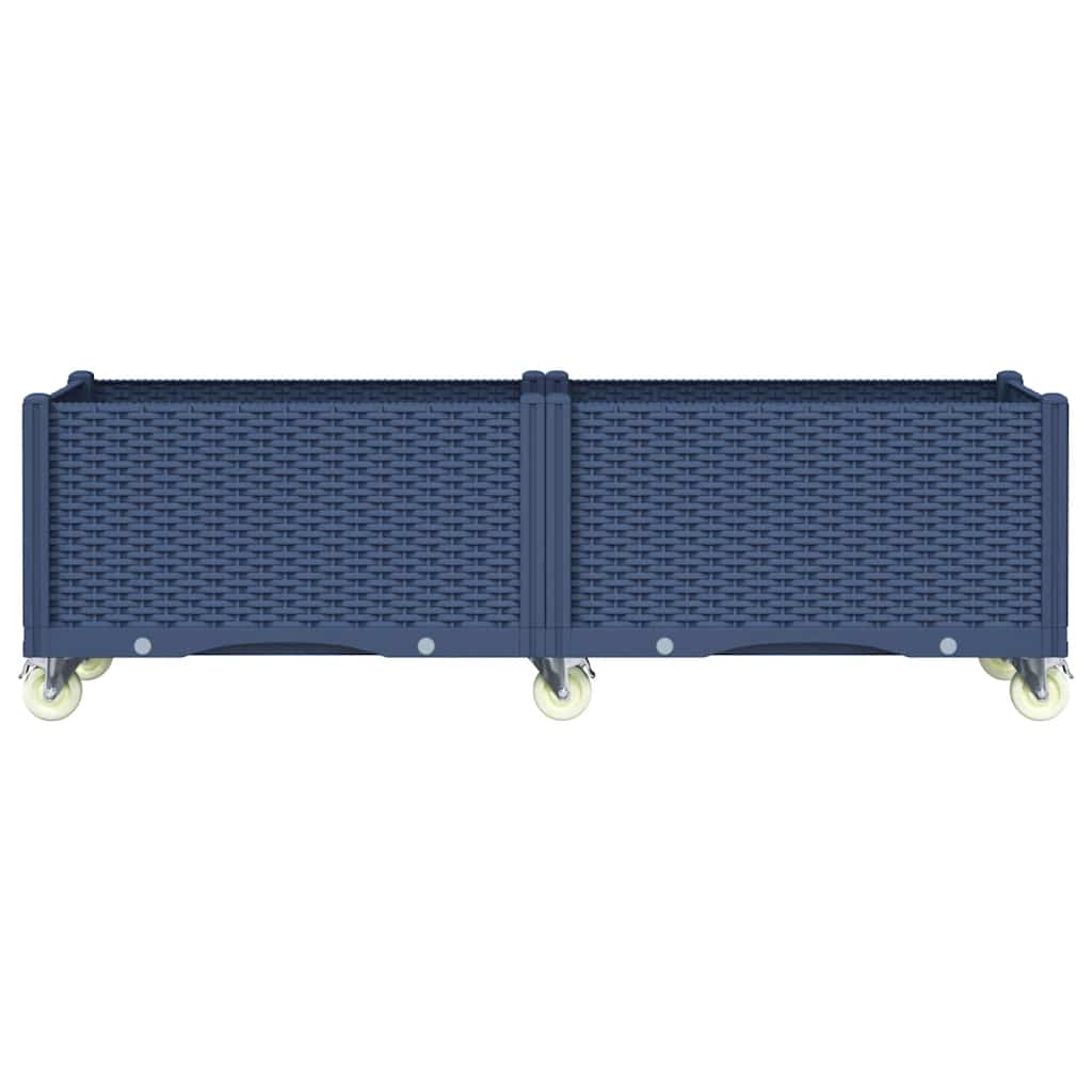 Vrtna sadilica s kotačima plava siva 160x50x54 cm PP