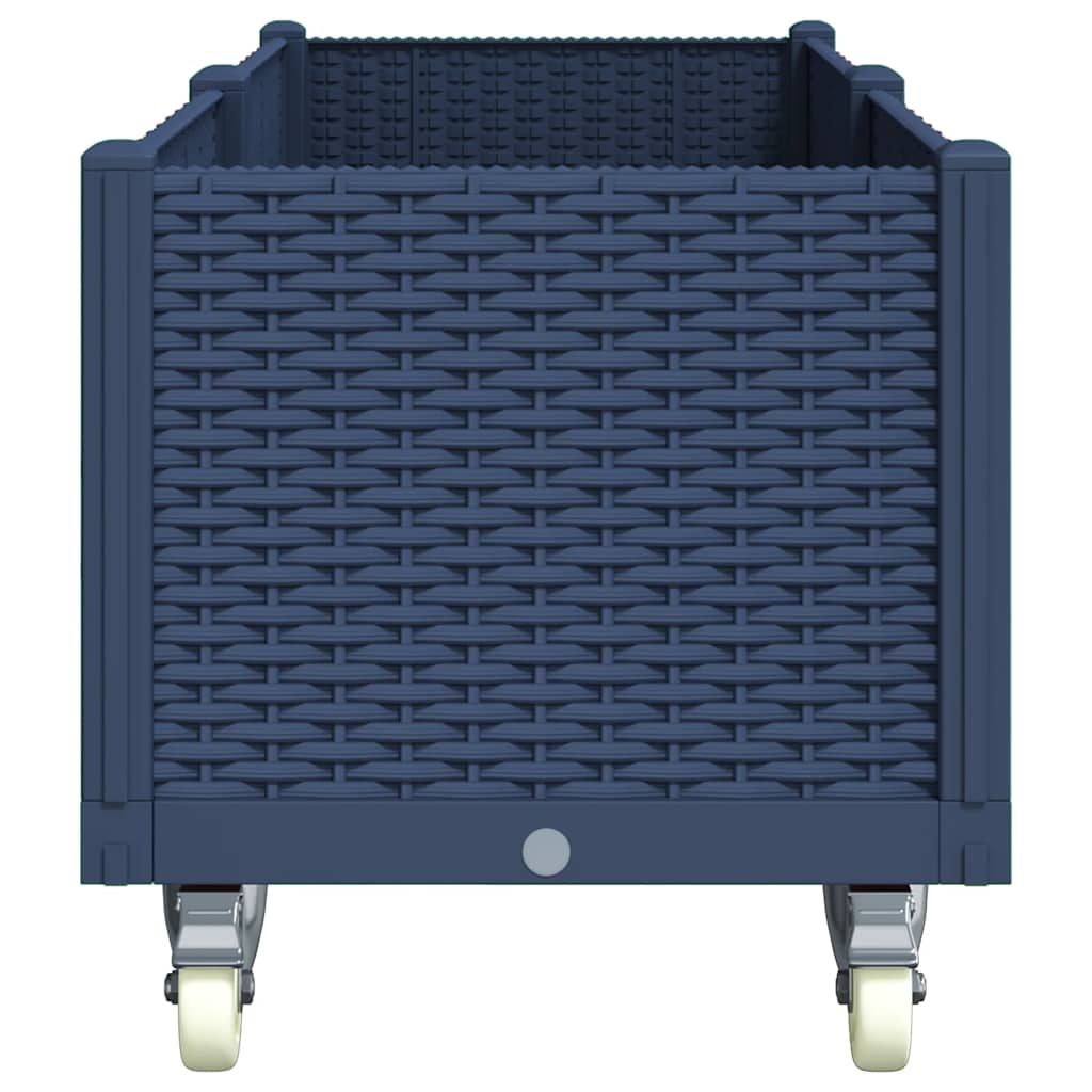 Vrtna sadilica s kotačima plava siva 160x50x54 cm PP