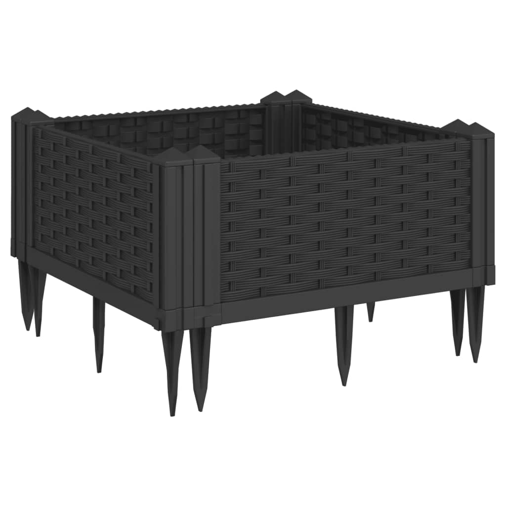 Vrtna sadilica s klinovima crna 42,5 x 42,5 x 28,5 cm PP