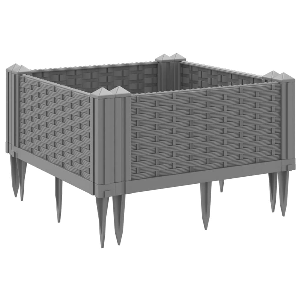 Vrtna sadilica s klinovima svjetlosiva 42,5 x 42,5 x 28,5 cm PP