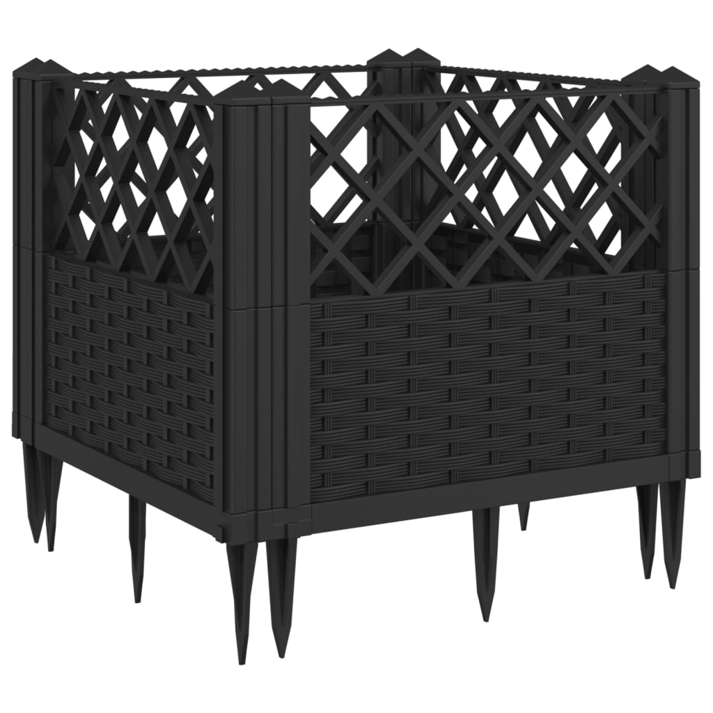 Vrtna sadilica s klinovima siva 43,5x43,5x43,5 cm PP