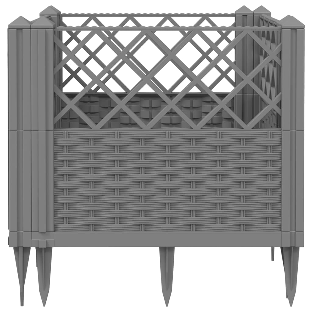 Vrtna sadilica s klinovima siva 43,5x43,5x43,5 cm PP