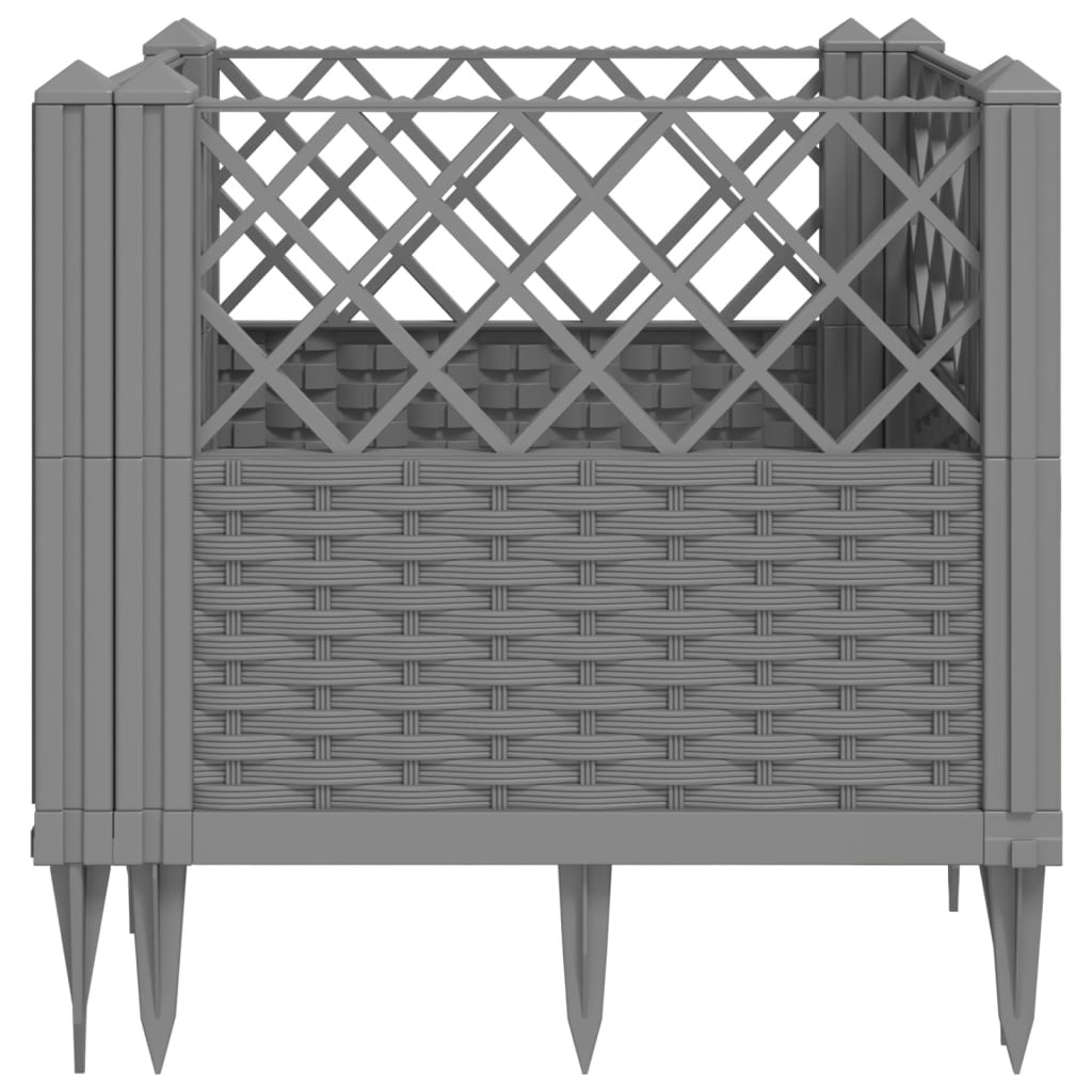 Vrtna sadilica s klinovima siva 43,5x43,5x43,5 cm PP