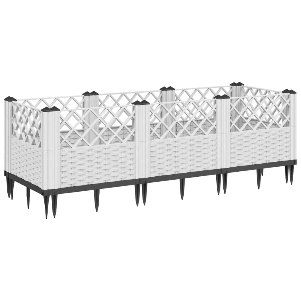 Vrtna sadilica s klinovima bijela 123,5x43,5x43,5 cm PP
