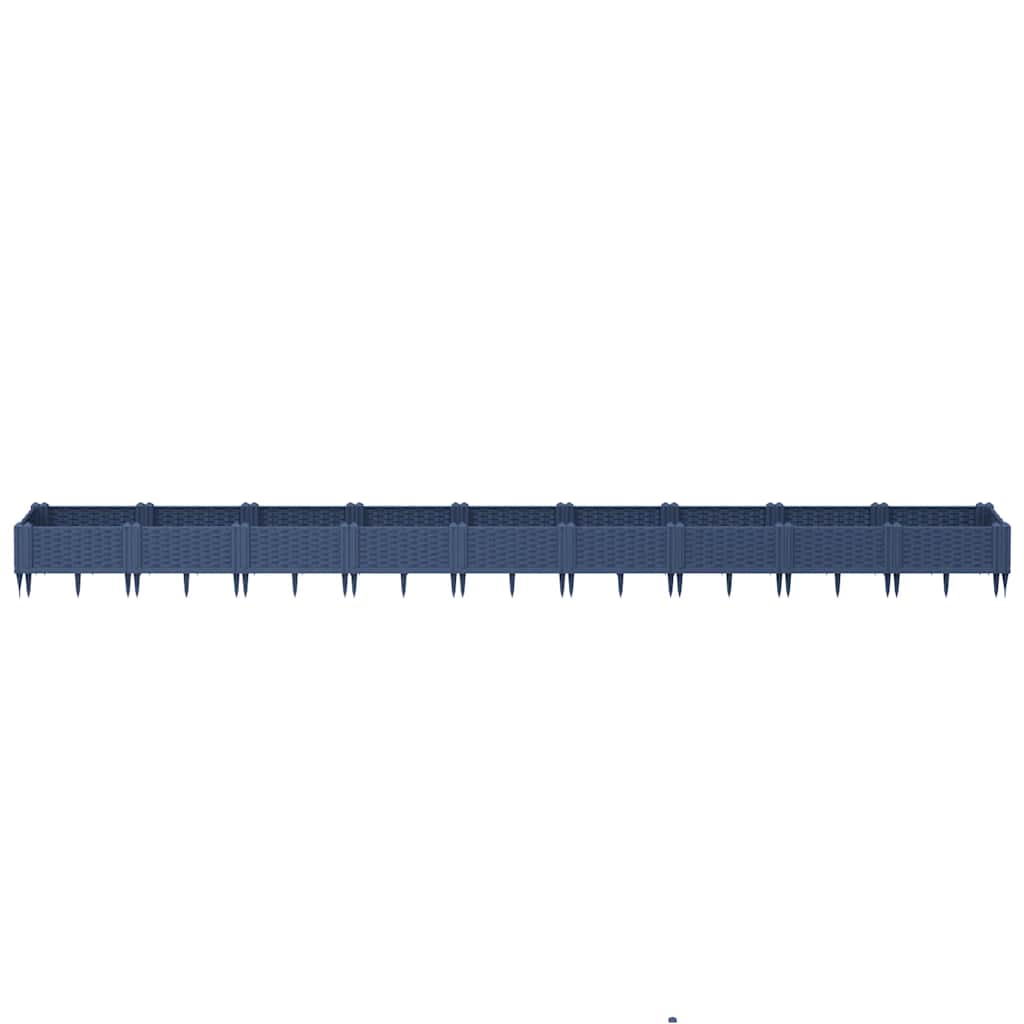 Vrtna sadilica s klinovima plava siva 362,5x42,5x28,5 cm PP