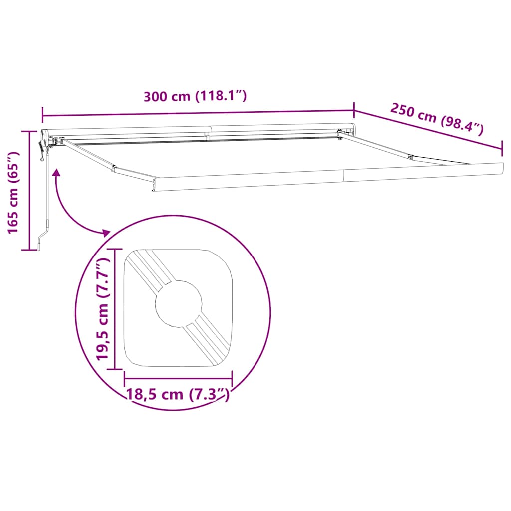 Tenda na automatsko uvlačenje bordo 300 x 250 cm