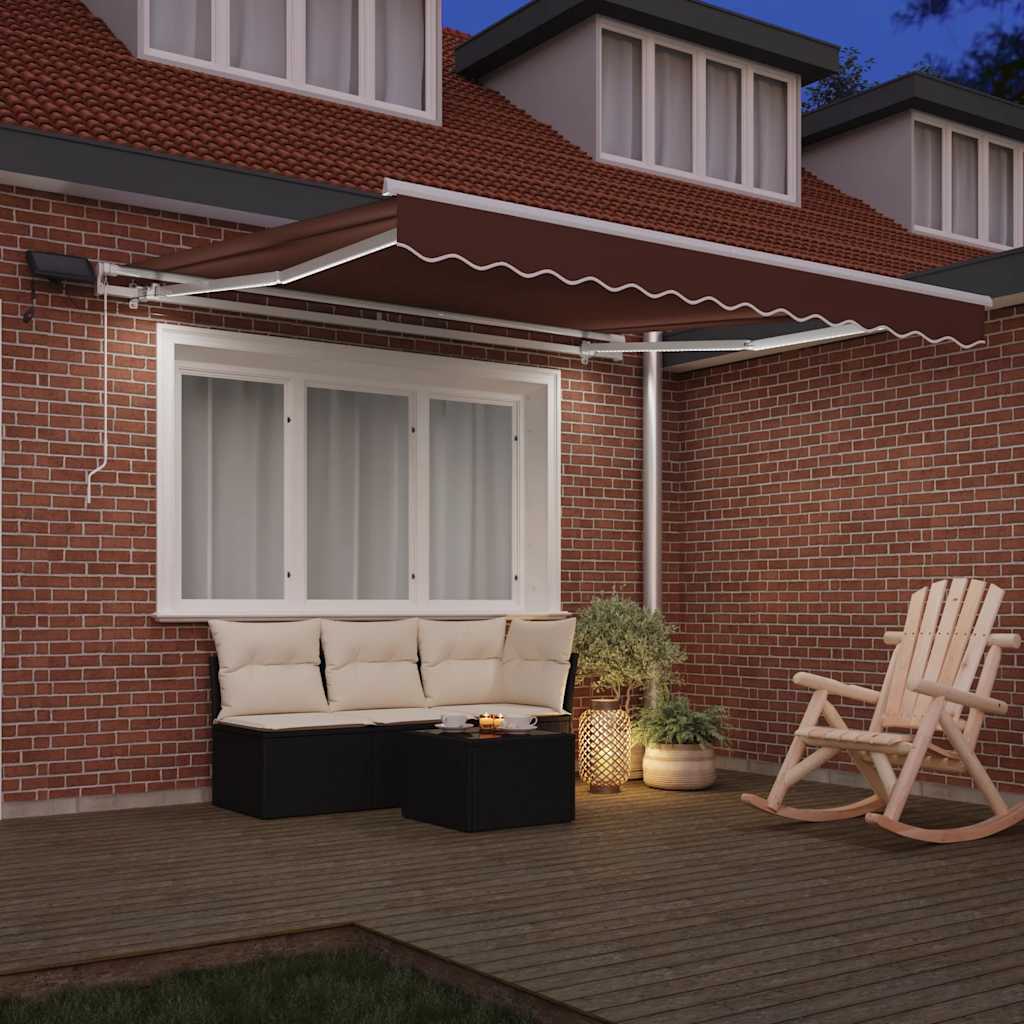 Tenda na ručno uvlačenje s LED smeđa 300 x 250 cm