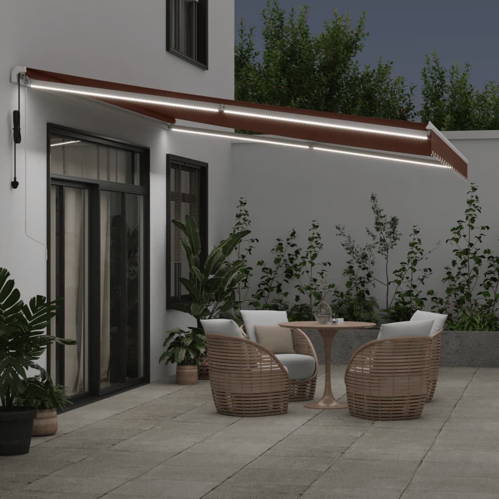 Tenda na automatsko uvlačenje s LED smeđa 450 x 350 cm