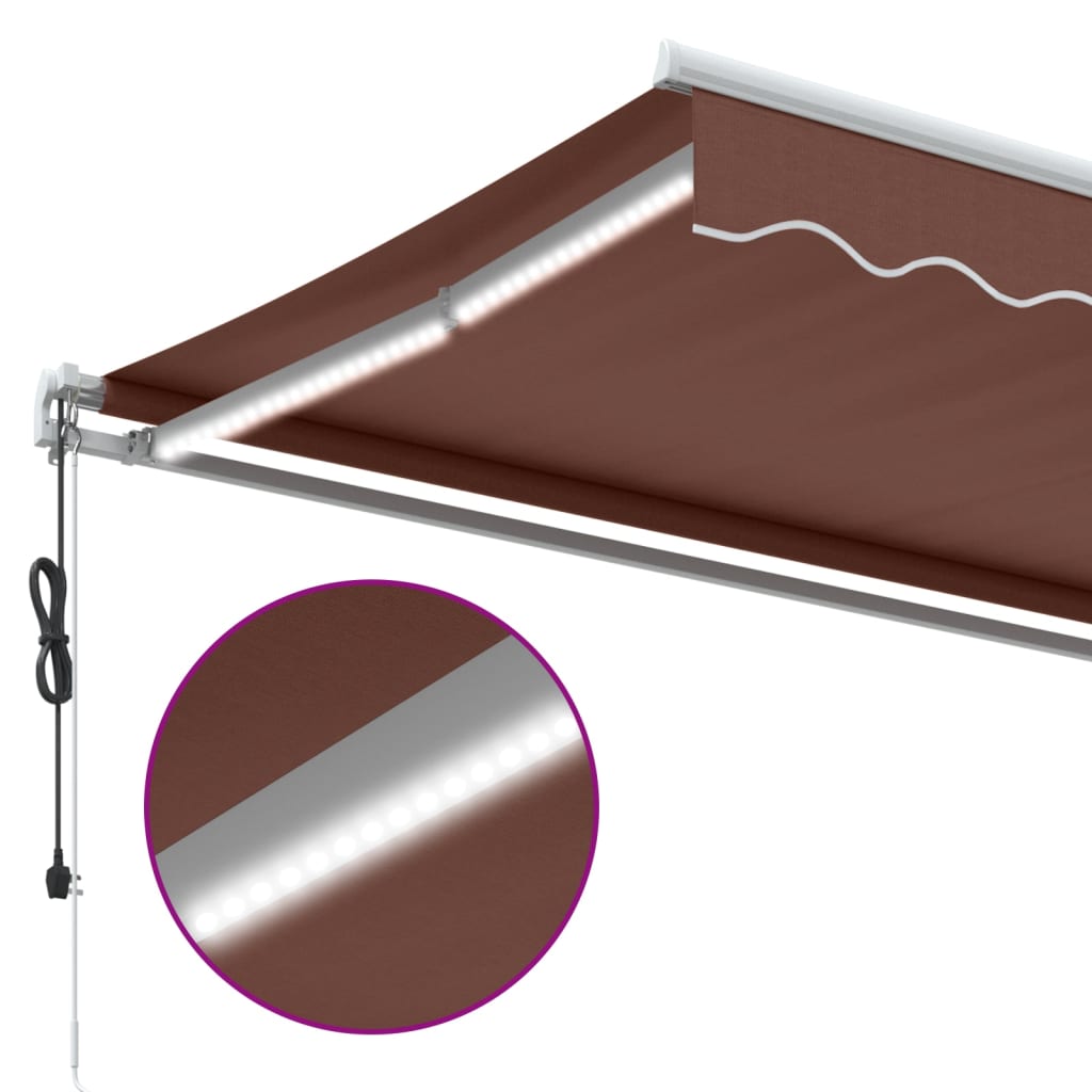 Tenda na automatsko uvlačenje s LED smeđa 450 x 350 cm