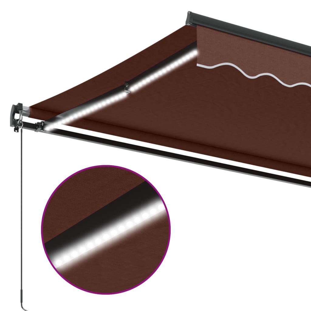 Tenda na ručno uvlačenje s LED svjetlima smeđa 450 x 350 cm