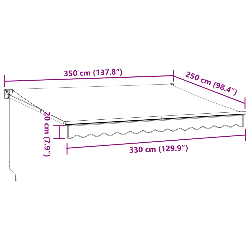Tenda na ručno uvlačenje smeđa 350 x 250 cm
