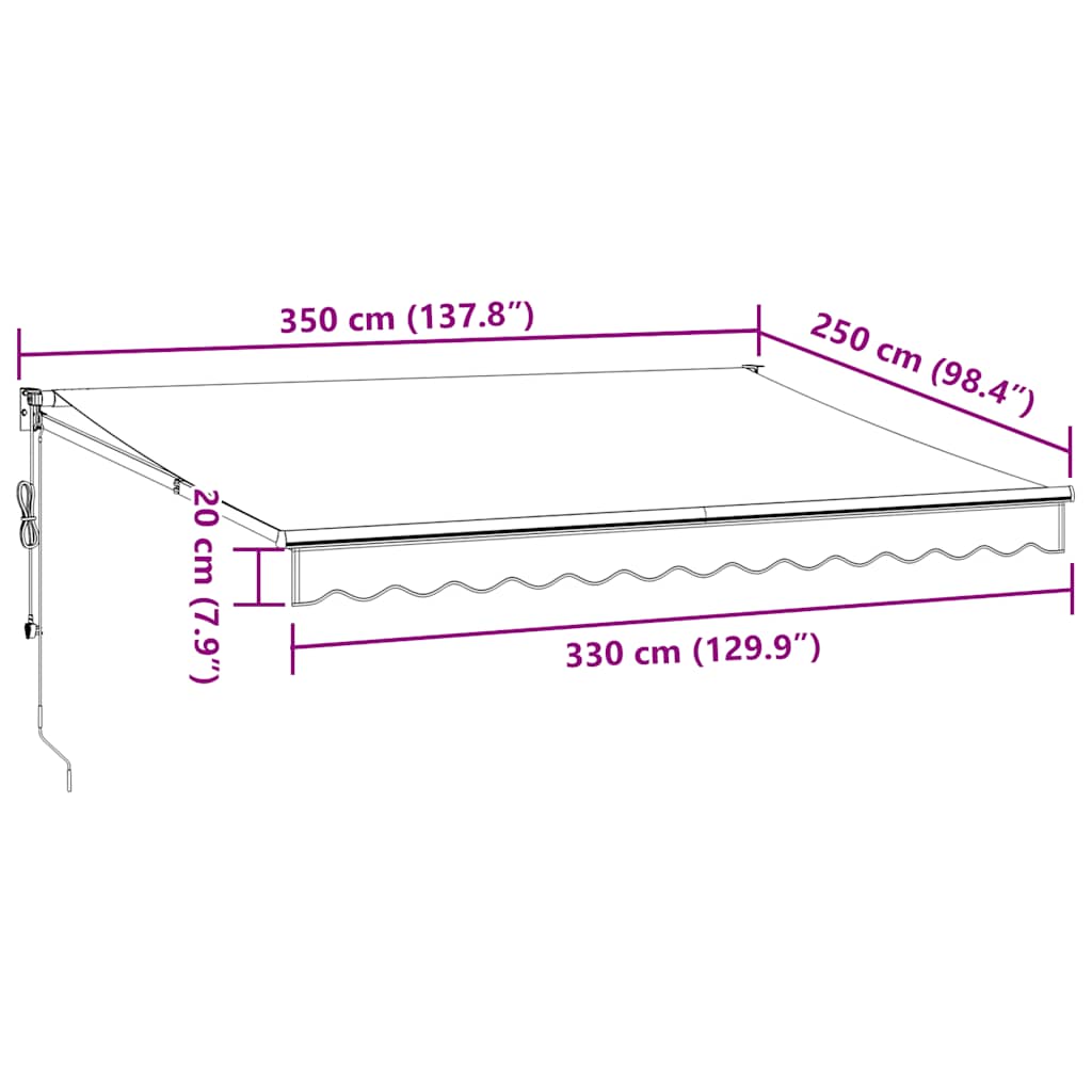 Tenda na automatsko uvlačenje smeđa 350 x 250 cm