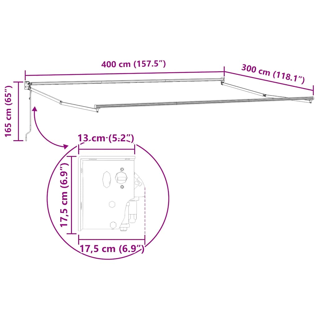 Tenda na automatsko uvlačenje smeđa 400 x 300 cm