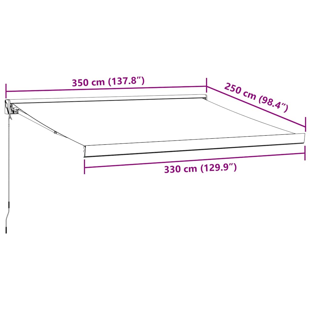 Tenda na ručno uvlačenje smeđa 350 x 250 cm