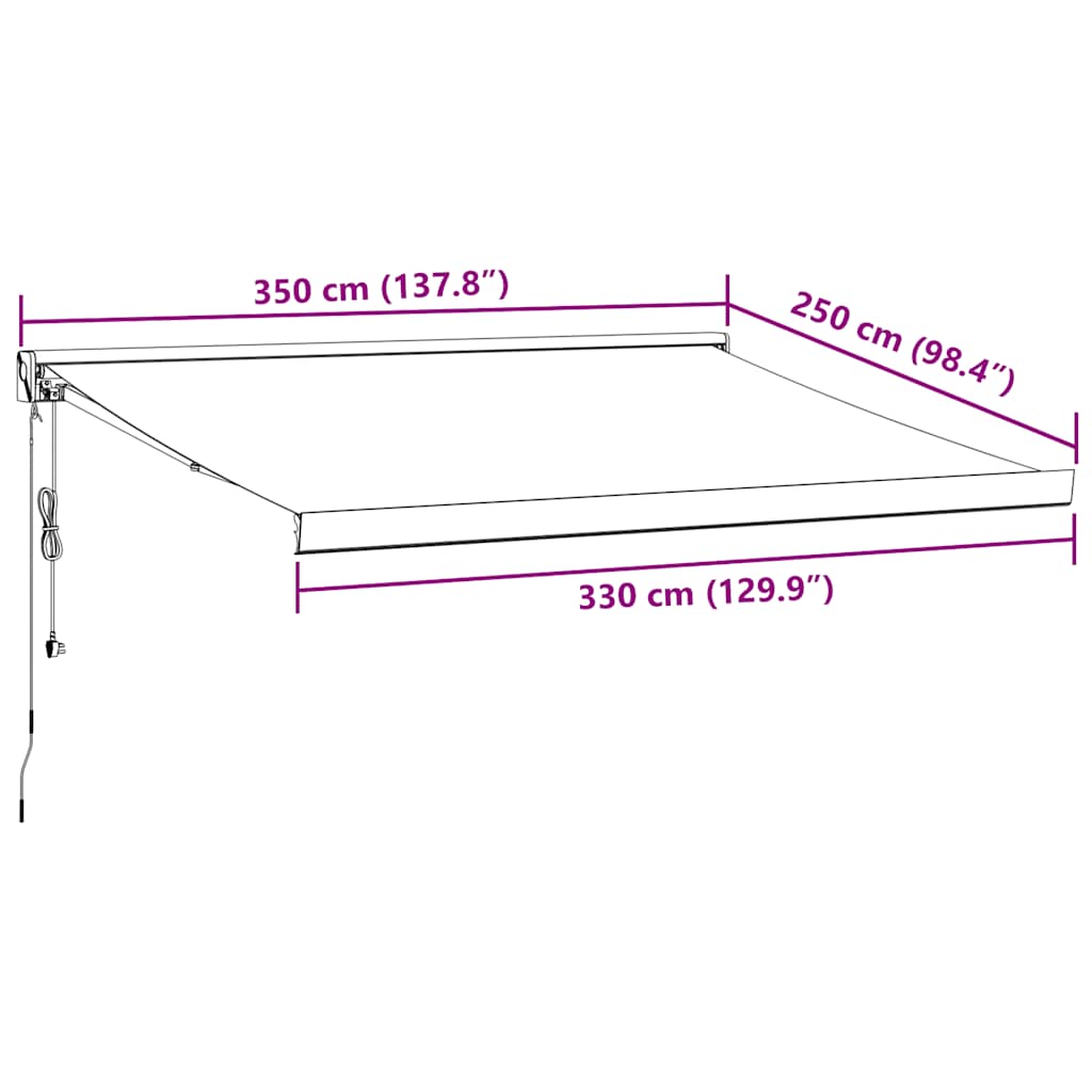 Tenda na automatsko uvlačenje smeđa 350 x 250 cm