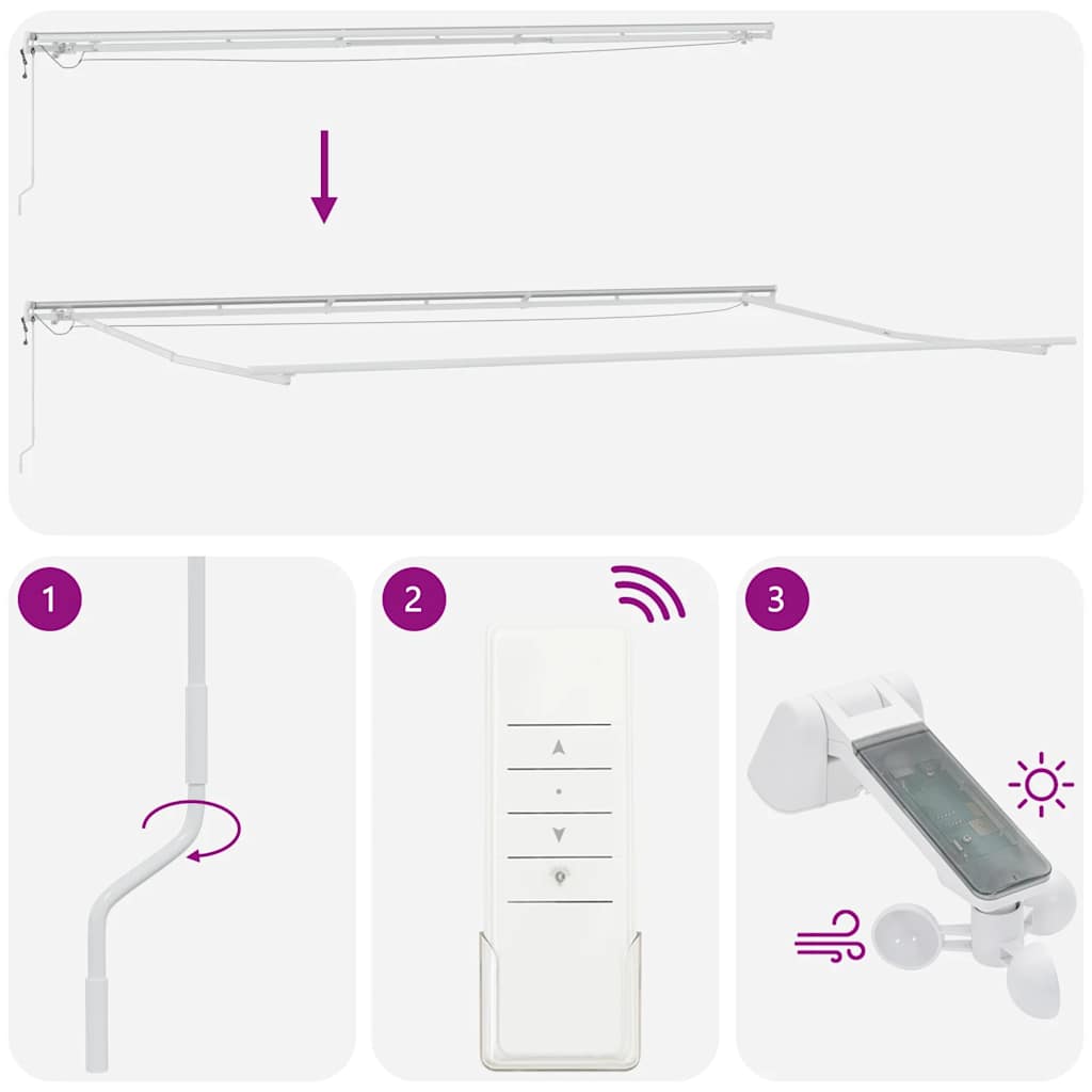 Automatska sklopiva tenda s LED antracit i bijela 600x300 cm