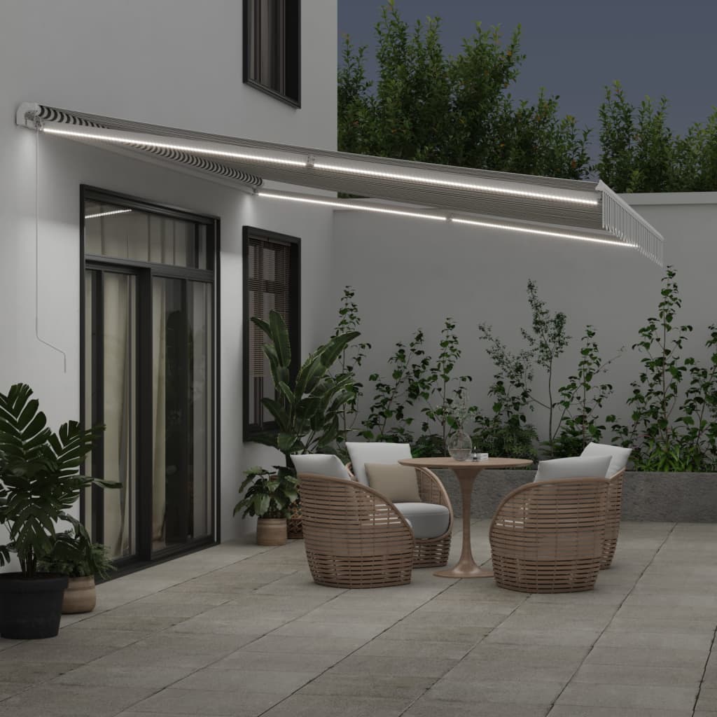 Tenda na ručno uvlačenje s LED antracit i bijela 500 x 350 cm
