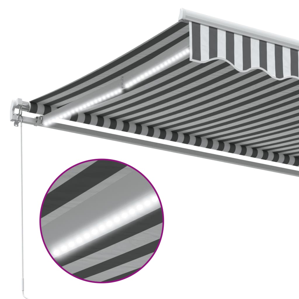 Tenda na ručno uvlačenje s LED antracit i bijela 500 x 350 cm